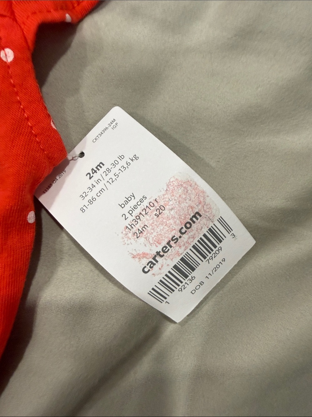 NWT - Carter's Red Polka Dot Flutter-Sleeve Bodysuit with Strawberry Leggings - Picture 7 of 7